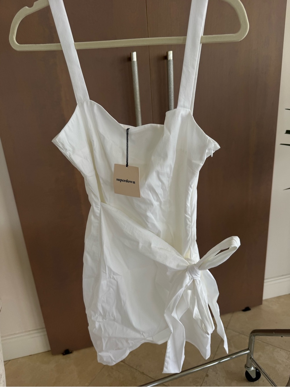 superdown White Wrap-Tie Mini Dress